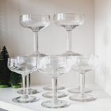 Set of 9 cut in blown and chiseled glass