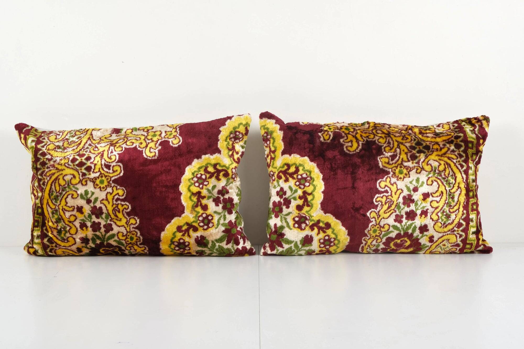 Set of 2 vintage velvet cushion covers 61x41 cm
