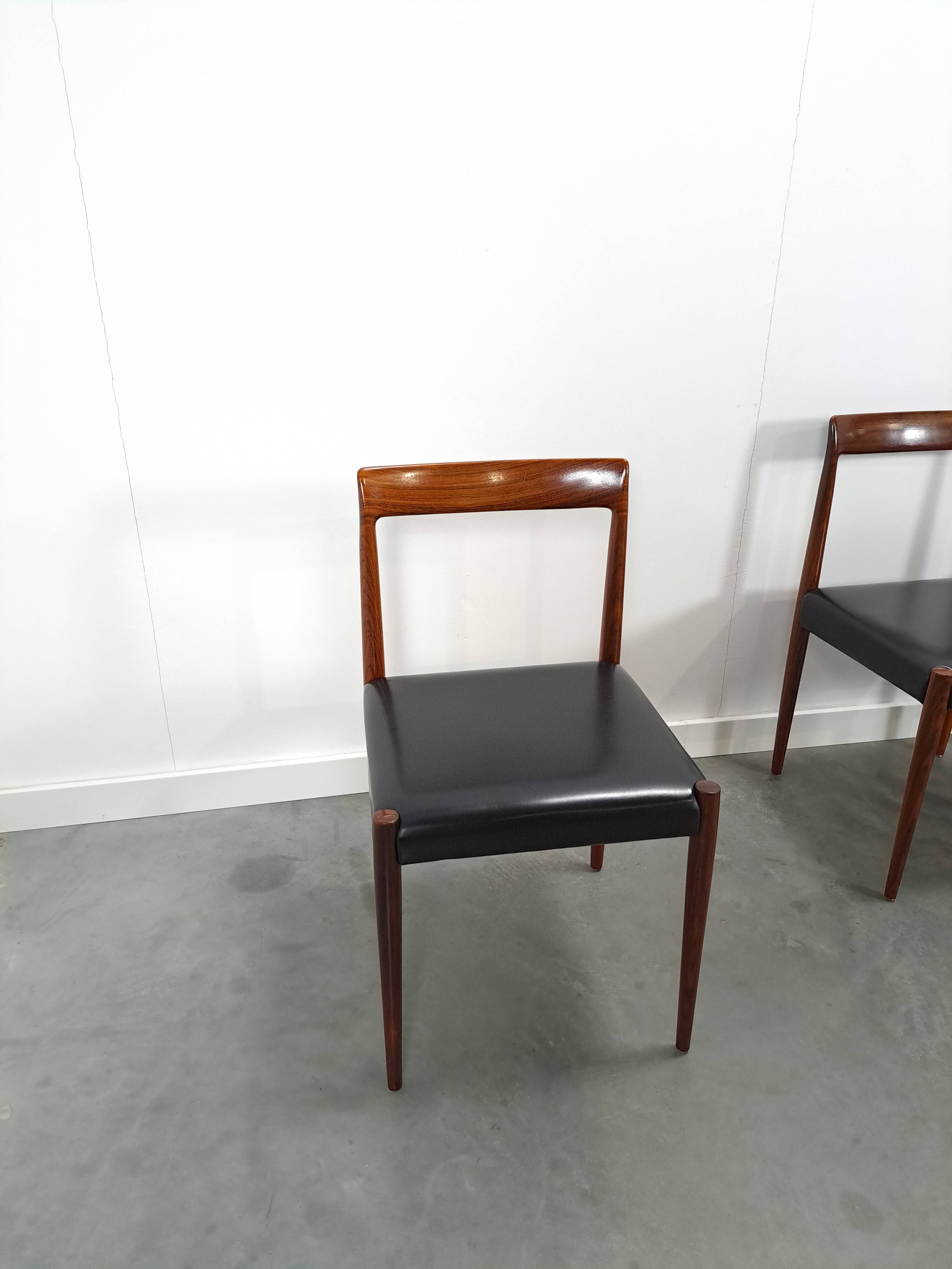 Ensemble design de chaises Lubke en bois de rose 7x