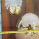 Rare set of wall sconces and shell ceiling light.