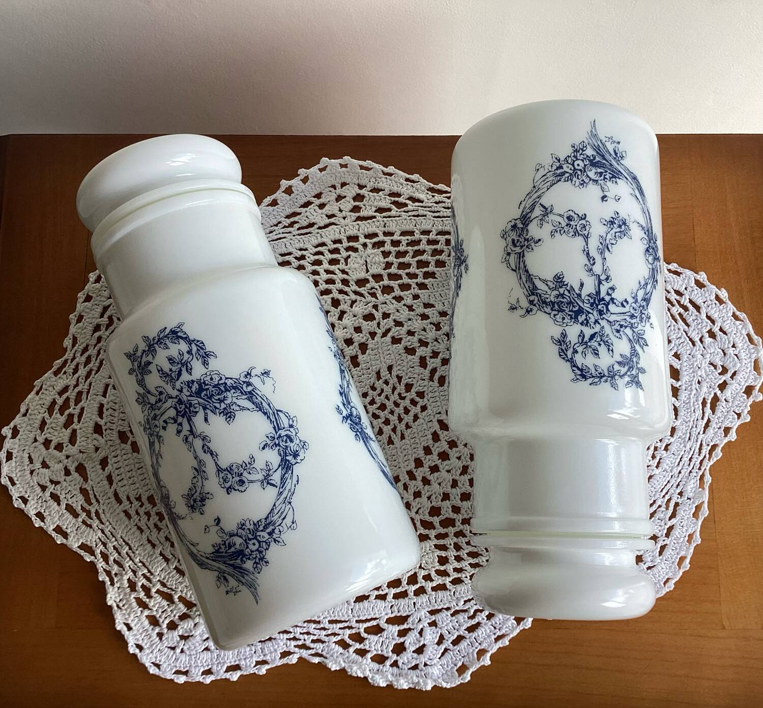 Opal glass jars - vintage