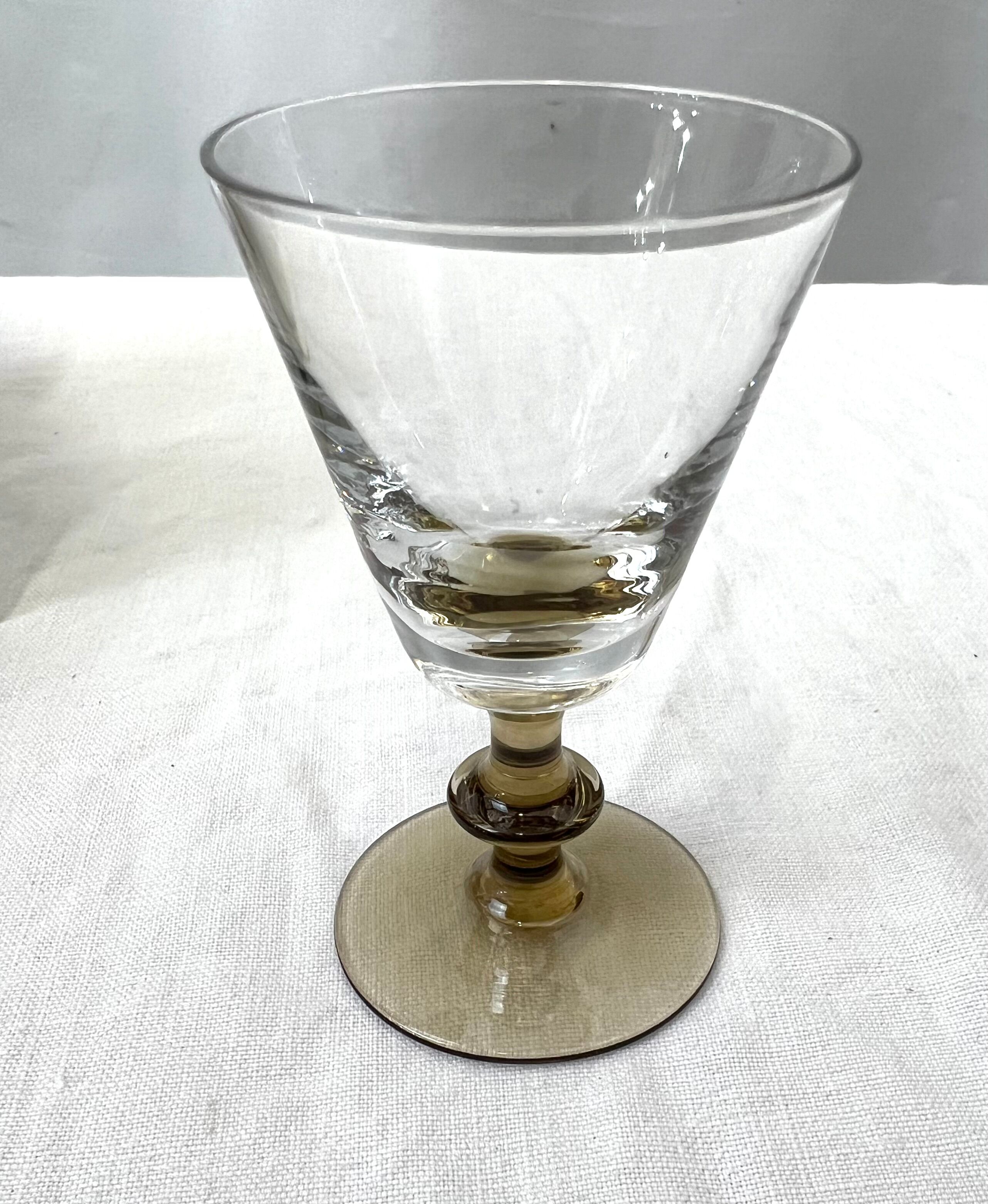 6 verres pied liqueur shot en verre fumé dans coffret Breizistal Luxe