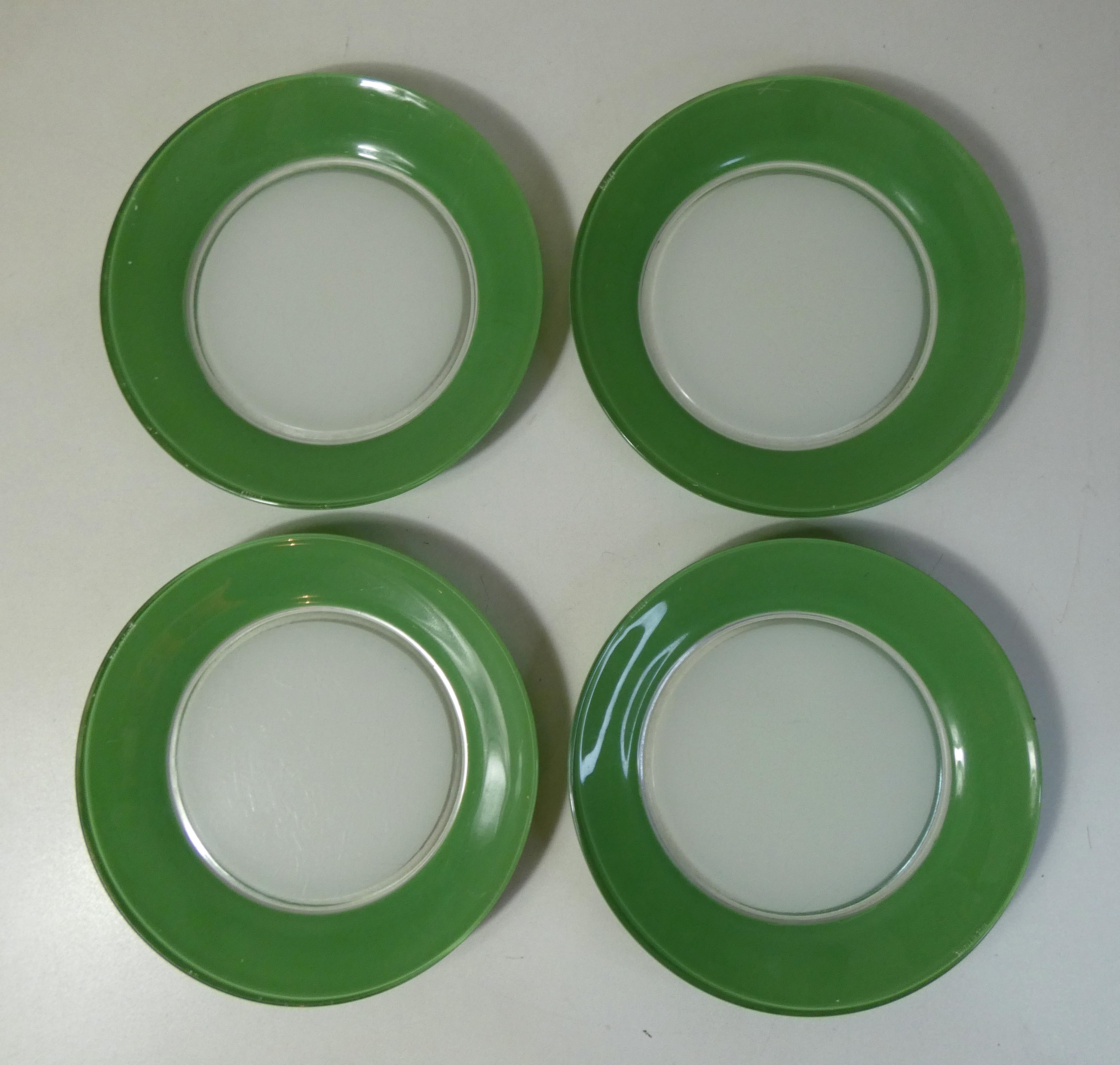 4 flat plate Duralex green Vintage