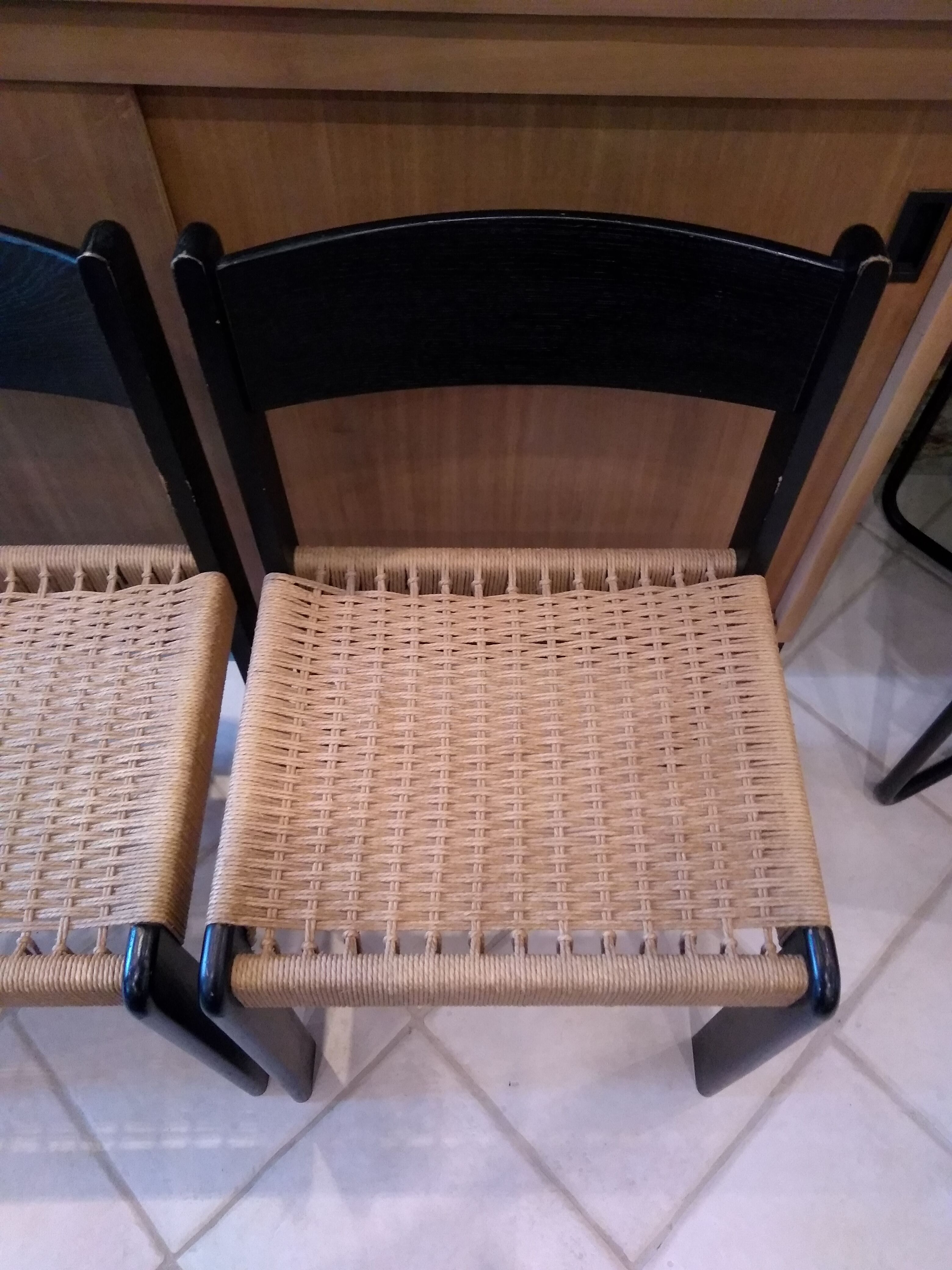 Set of 4 Scandinavian rope chairs