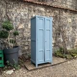Armoire parisienne ancienne bleue grisée H154