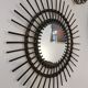 Vintage sun mirror in 60s dark rattan 56cm
