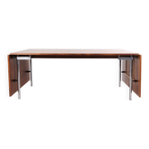 Table à manger avec rallonges – modèle AT 319 – palissandre Rio et pieds en acier – Hans J. Wegner – Andreas Tuck – années 1960