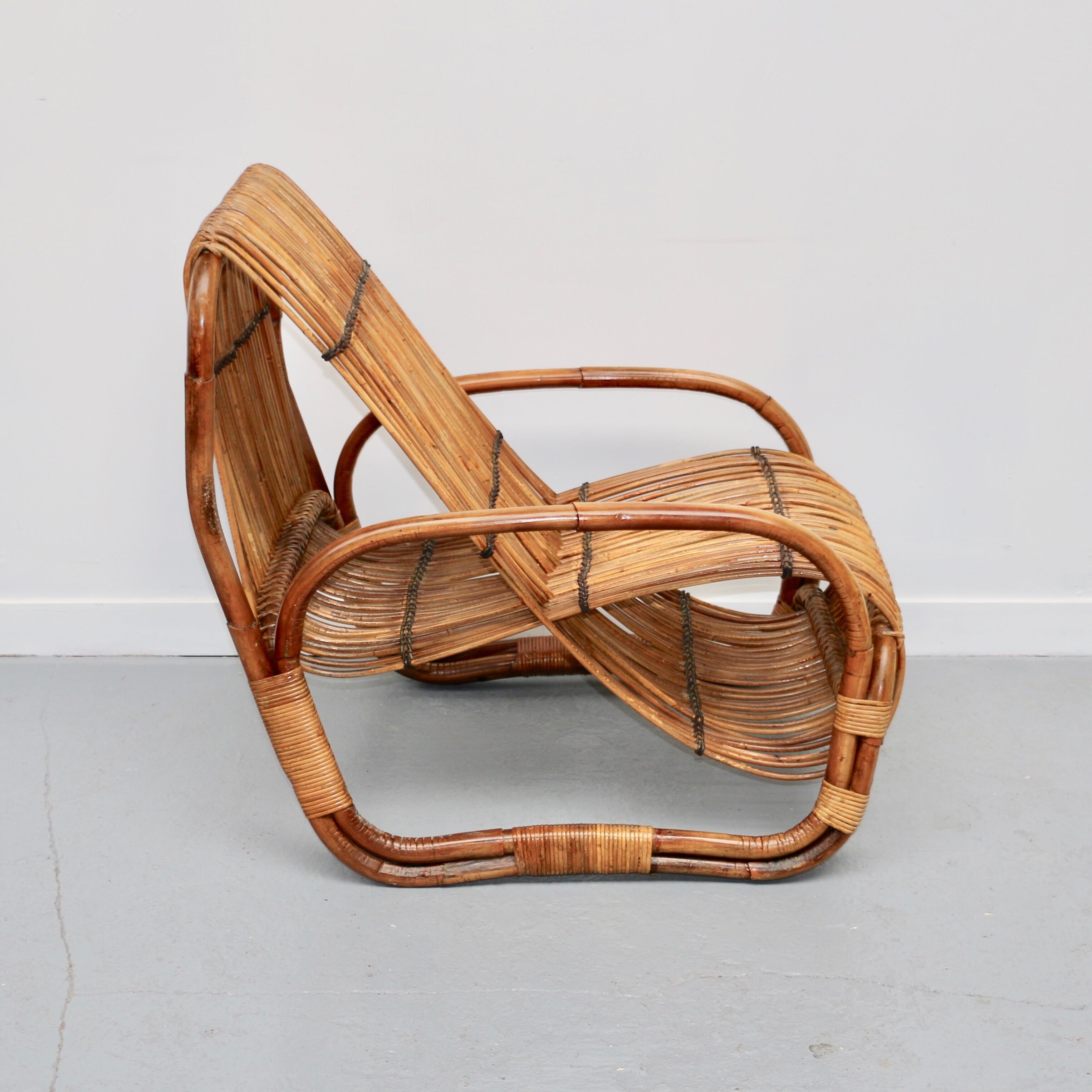 Rattan armchair, Italy, 1950s