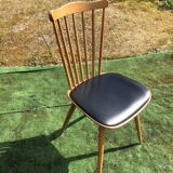 Chaise Baumann modèle menuet assise simili cuir noir
