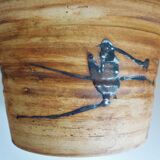 Ceramic "tachiste" flowerpot, signed La Poterie du colombier, the dove, 1970s