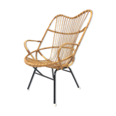 Fauteuil en rotin par Rohe Noordwolde, 1960, Pays-Bas