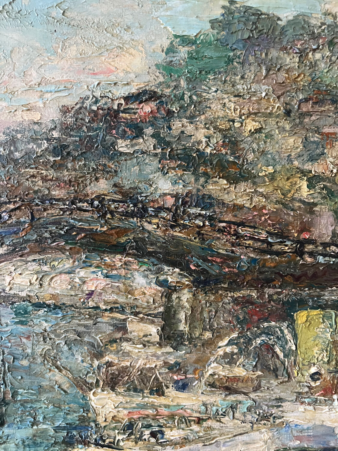 Mediterranean port, oil on canvas knife technique