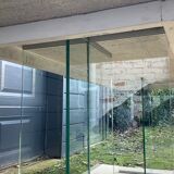 Dining table 70-80s in granite and tempered glass