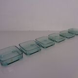 Teak tray with glass bowls by Jens Quistgaard for IHQ Dansk Designs, 1960s, set of 7.