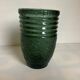 Antique green art deco molded glass vase