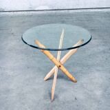 Vintage Faux Bamboo Folding Tripod Side Table, 1970s