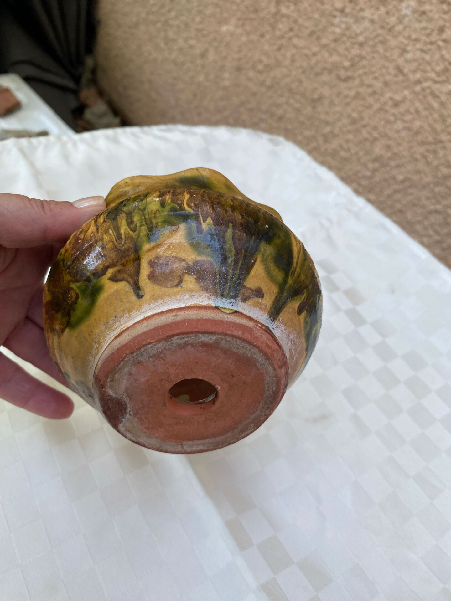 Mini vintage speckled ceramic cache-pot