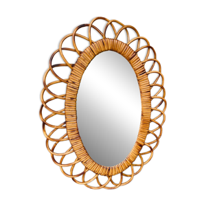 Miroir en rotin ovale