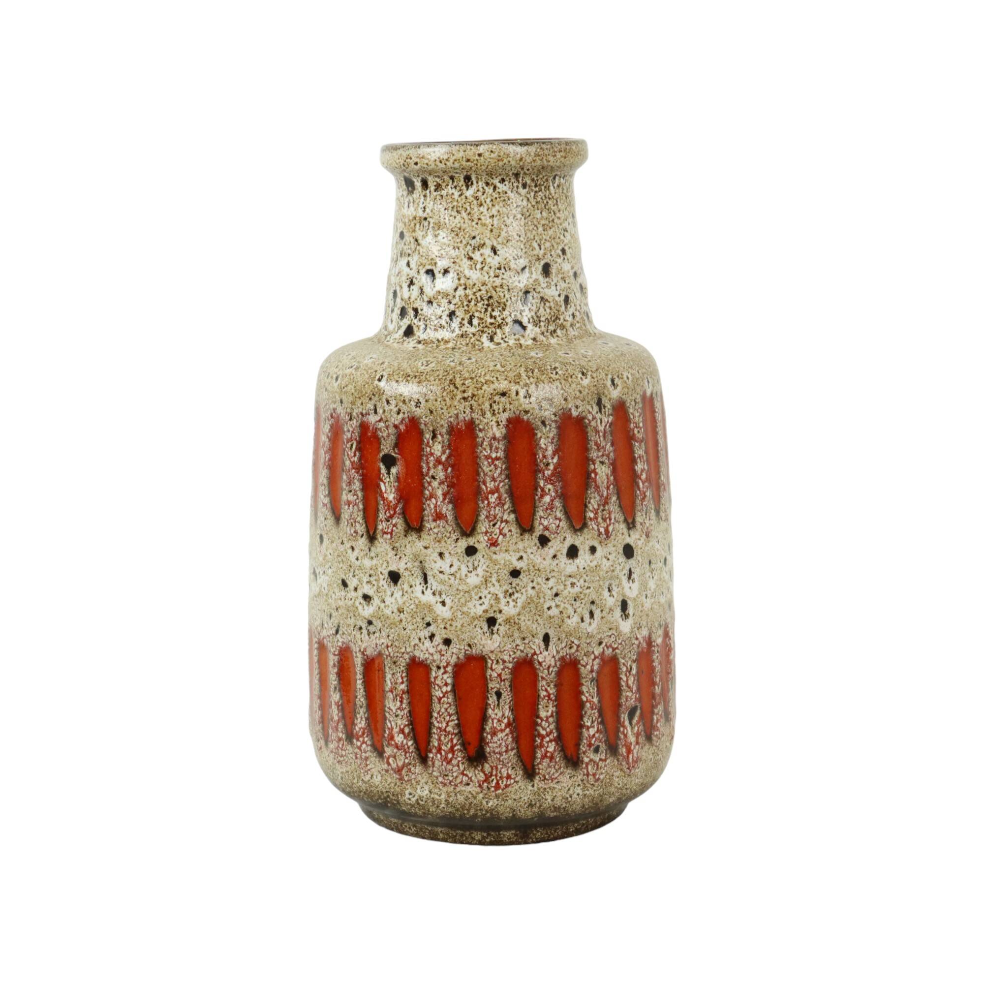 Fat Lava West Germany Earthenware Scheurich Lora Vase Orange 408-40