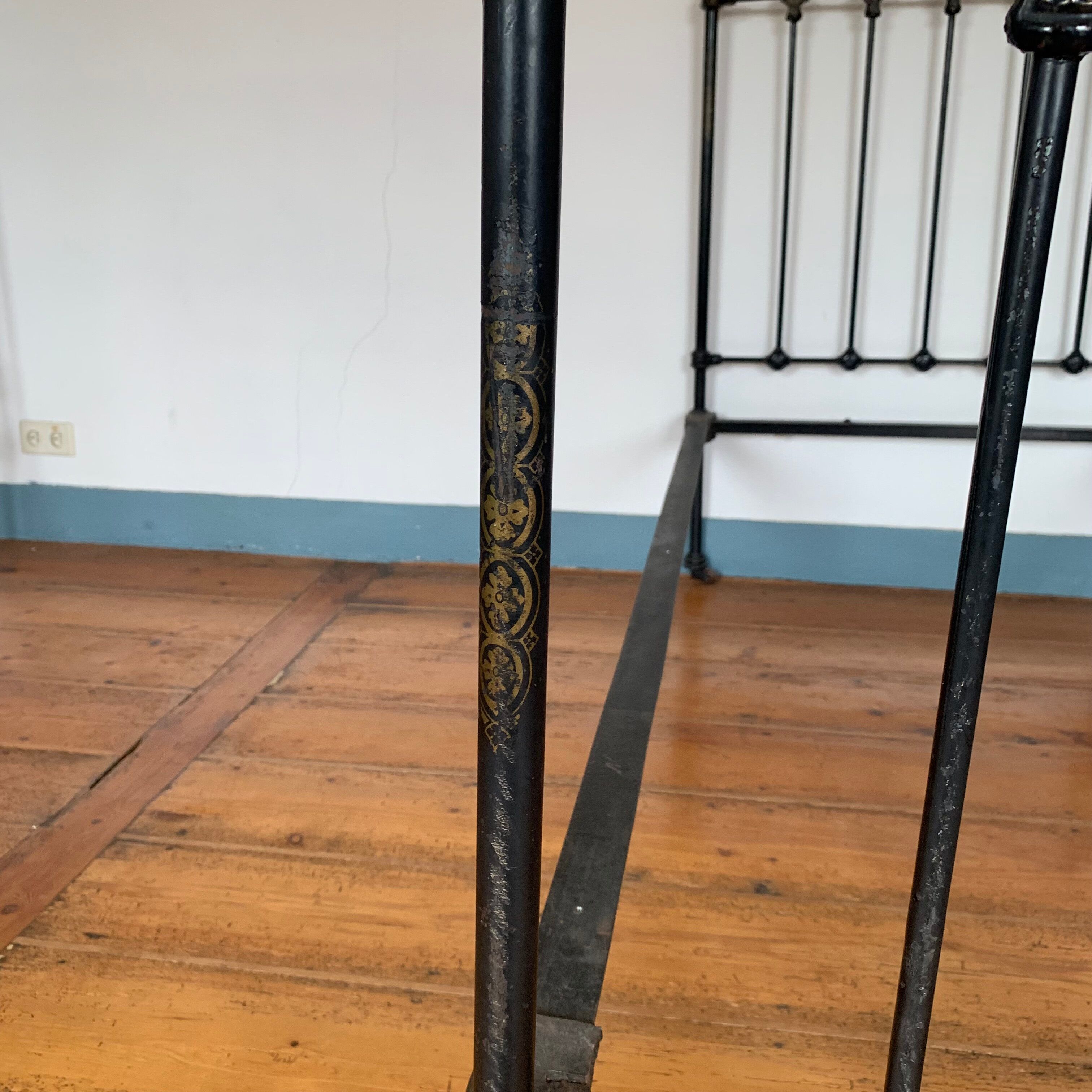 Victorian bed wrought iron and brass