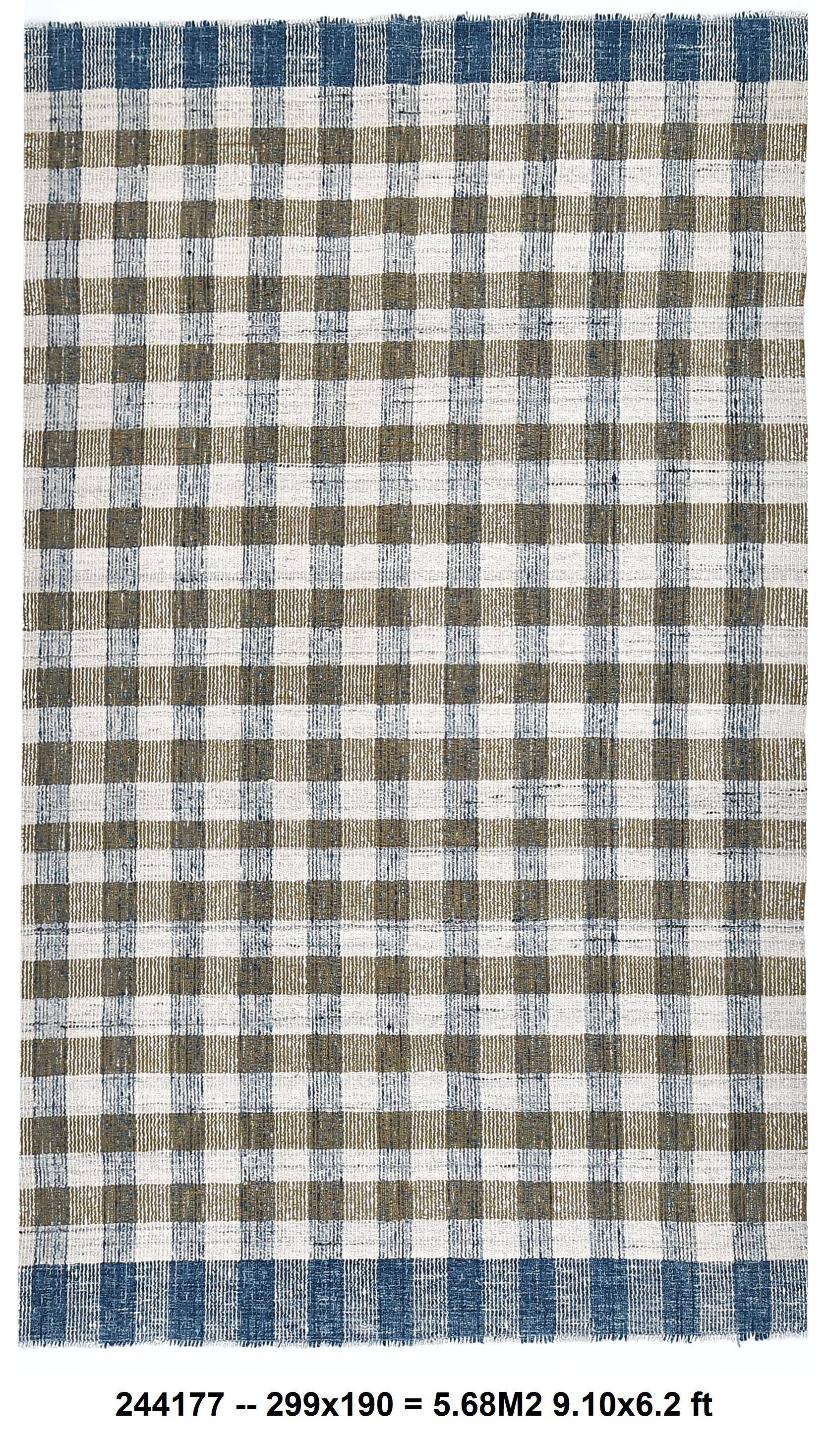 scandinavian kilim 290x190 cm , blue beige and  mustard colour.