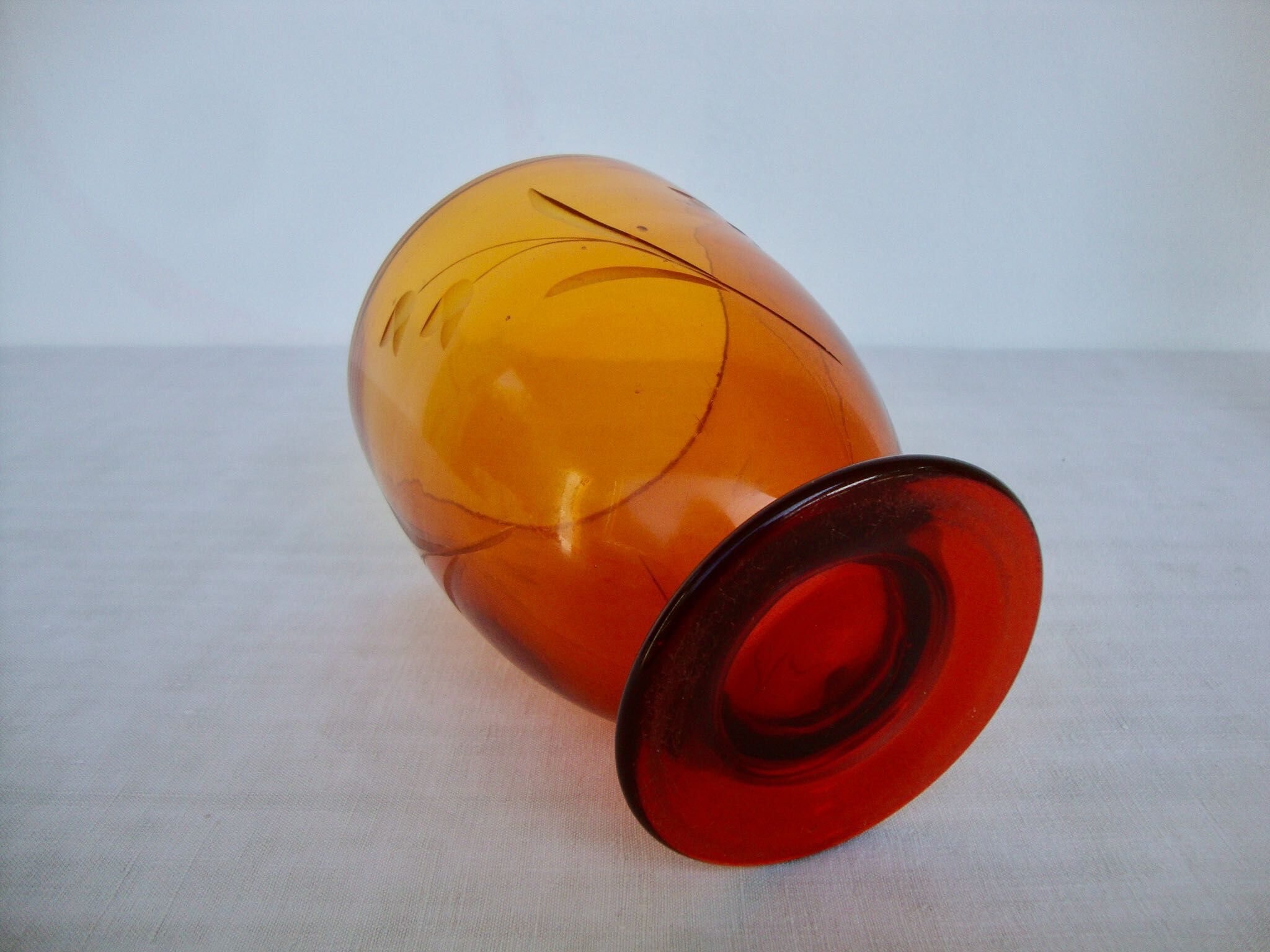 Blown and chiseled crystal vase