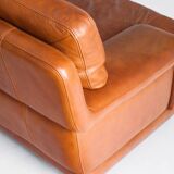 Vintage three-seater leather sofa. Edition by Roche Bobois. France, 70s-80s