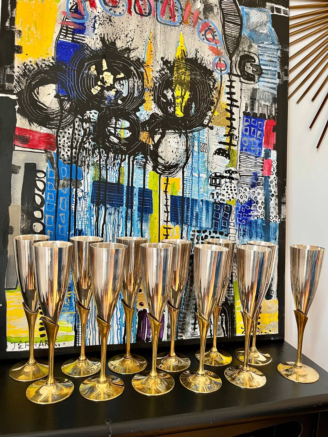 Service of 12 champagne flutes Orfèvrerie L'Ecuyer