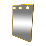 Mirror with integrated yellow metal bulbs, 1970