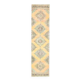 1970s Turkish Oushak Handmade Wool Cotton Orange Runner 94x383