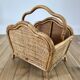 Magazine holder / Pine hutch in rattan, bamboo and canning 70s