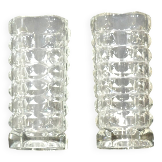 Pair of Luminarc France Glass Vases from the 1970s, Art Deco Style Vases