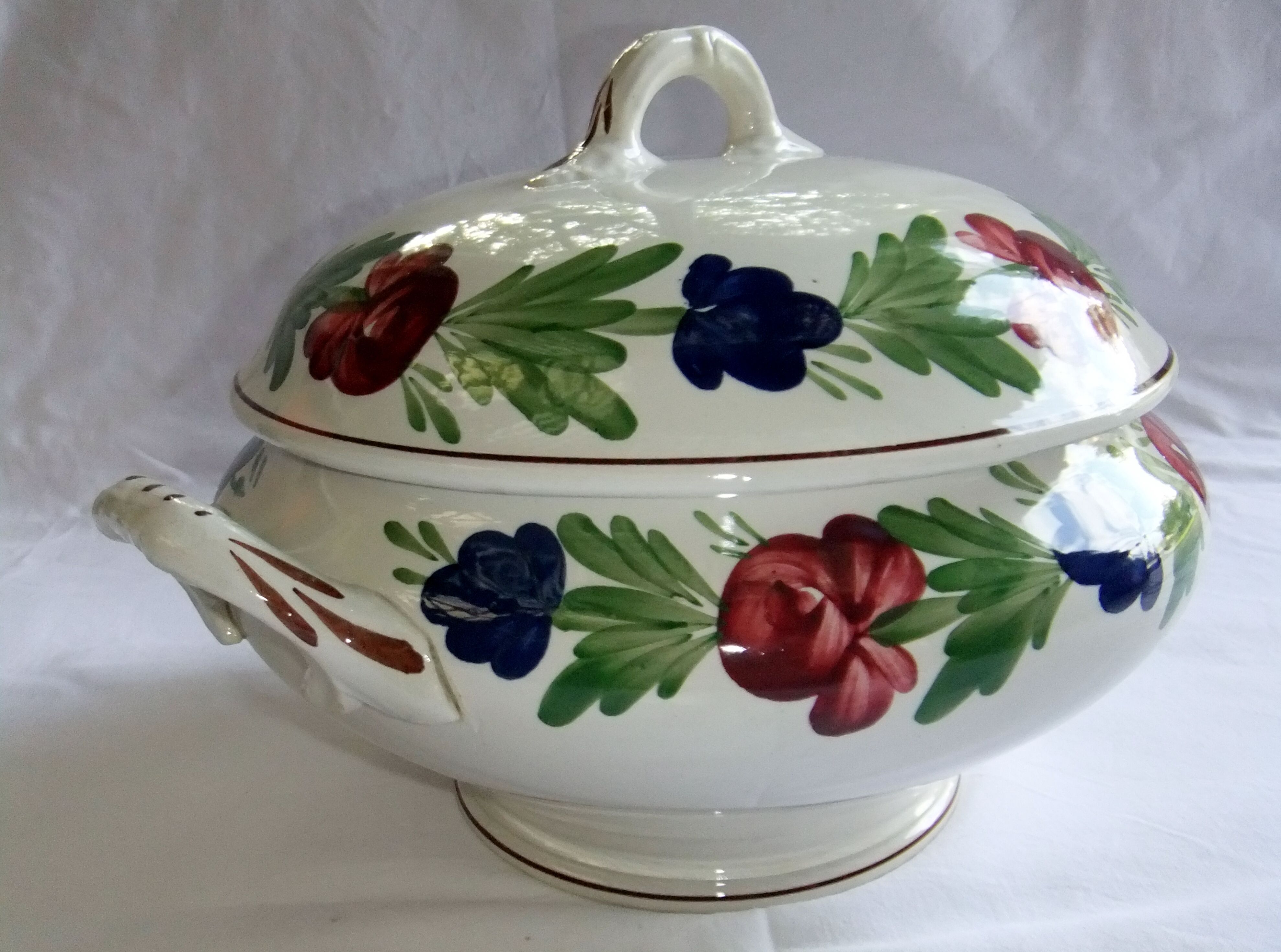 Old earthenware tureen Niderviller Moselle large format covered pot