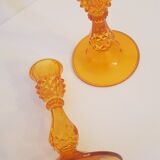 Set of 2 orange glass candle holders