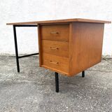 Vintage modernist desk in wood and metal
