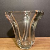 Lourd vase design en cristal de type Daum