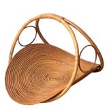 Italian log holder in rattan and bamboo from the 1960s