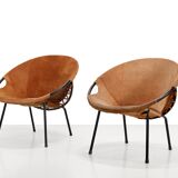 Two vintage suede balloon chairs from Lusch Erzeugnis
