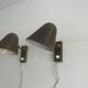 Pair of vintage adjustable wall lights, solid brass, France 1940