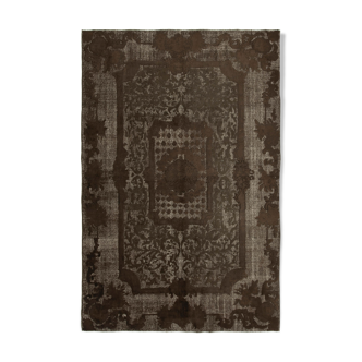 Handmade Vintage Turkish 1970s 207 cm x 313 cm Brown Carpet