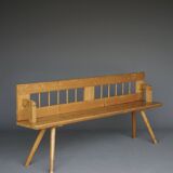 Scandinavian pine bench with turnable backrest, 1890s