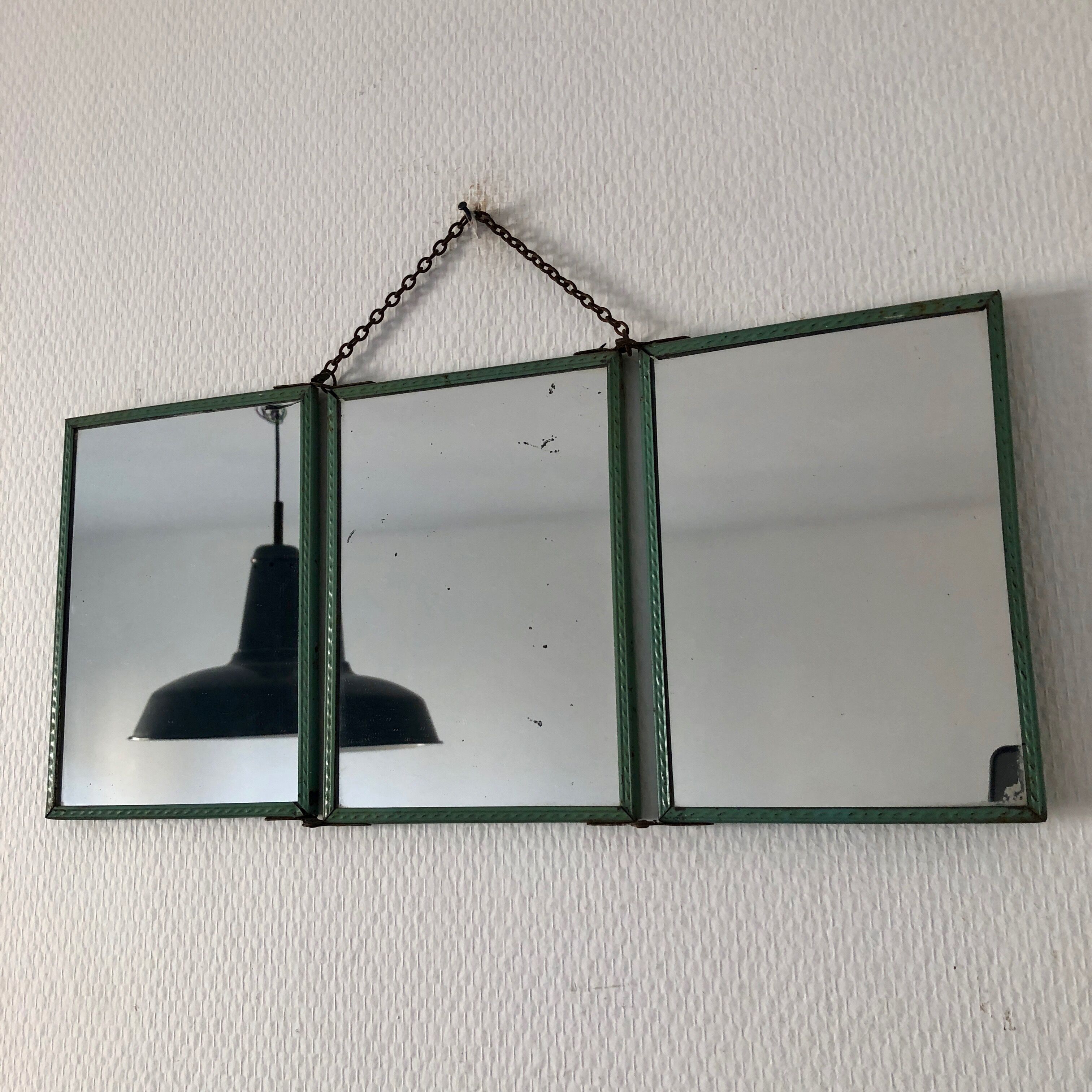 Miroir triptyque barbier 18x41 vintage 1940