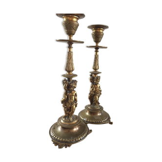 Pair of bronze candlesticks from the 19th century