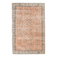 Tapis vintage turc floral fait à la main, orange pastel doux, 7x10
