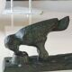 Door knocker/hammer in Green Pic shape, in cracked effect cast iron with green patina