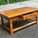 Table basse de ferme en chêne massif 1950 de 105cm