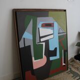 Original abstract painting "Powerful alignment" on canvas 100x81cm.