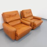 Paire de fauteuils lounge vintage en cuir des années 60 70