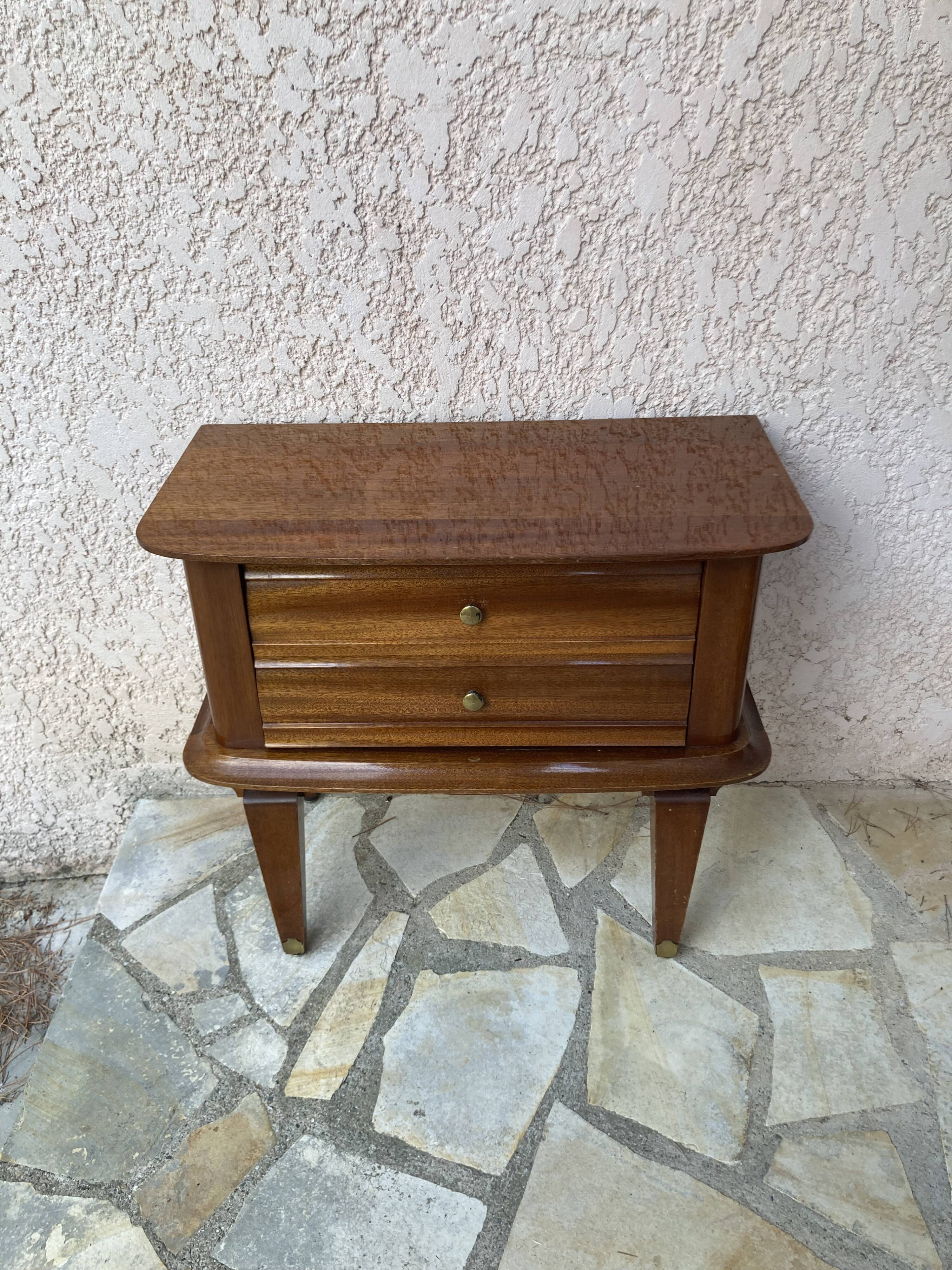 varnished rosewood bedside table