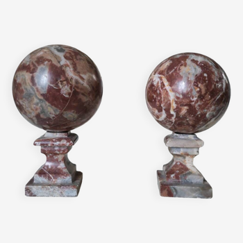 19th century red marble spheres